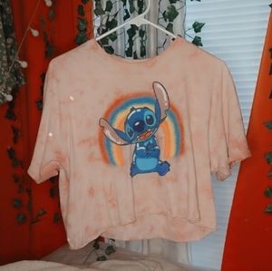 T-shirt Crop Top with Stitch Rainbow